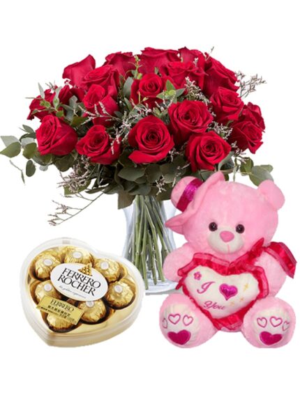 Roses with choco & toy
